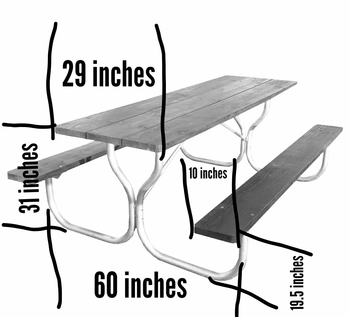 Picnic Table carriage bolt style with aluminium frame.