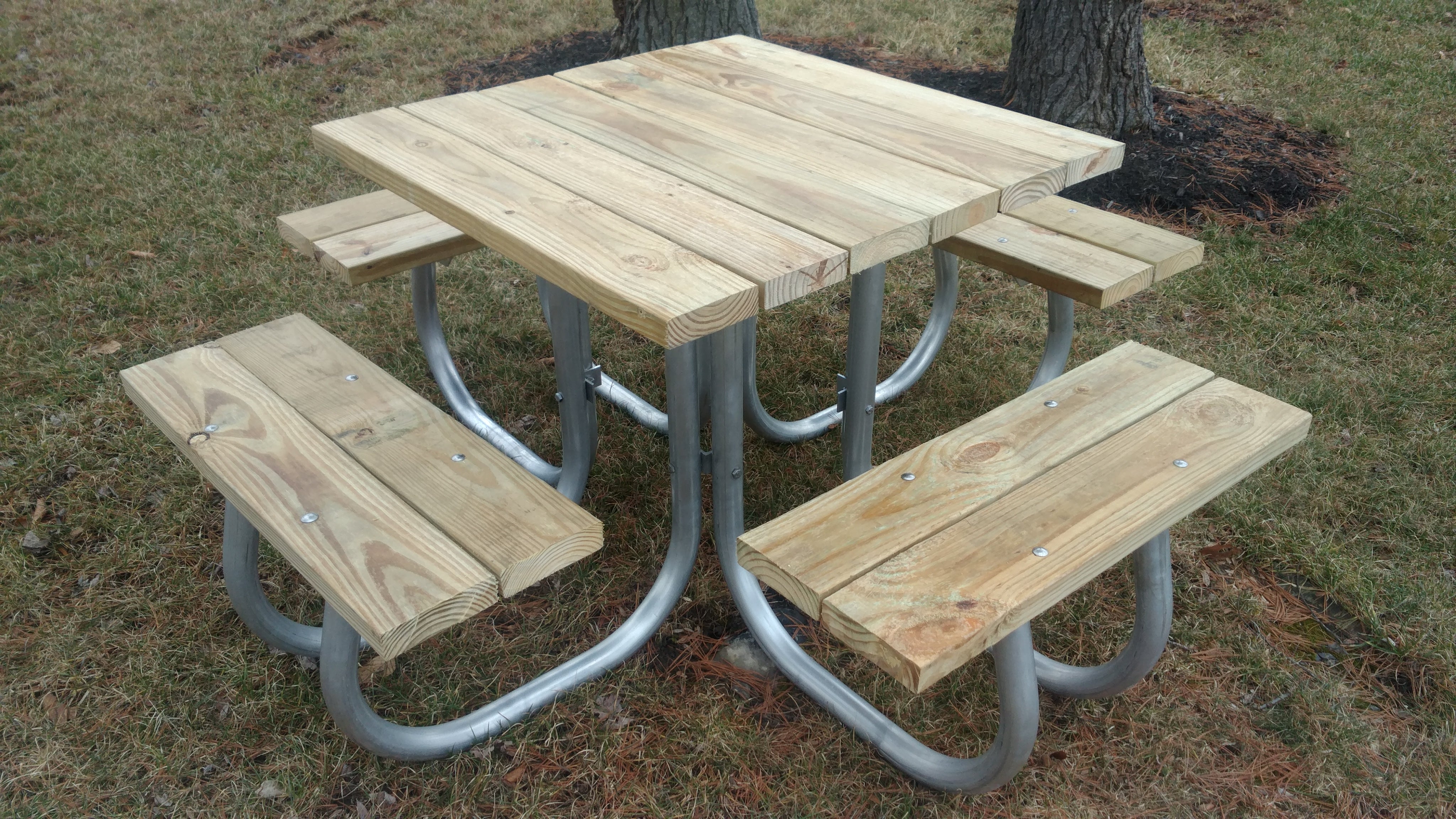 Square Picnic Table With An Aluminum Frame