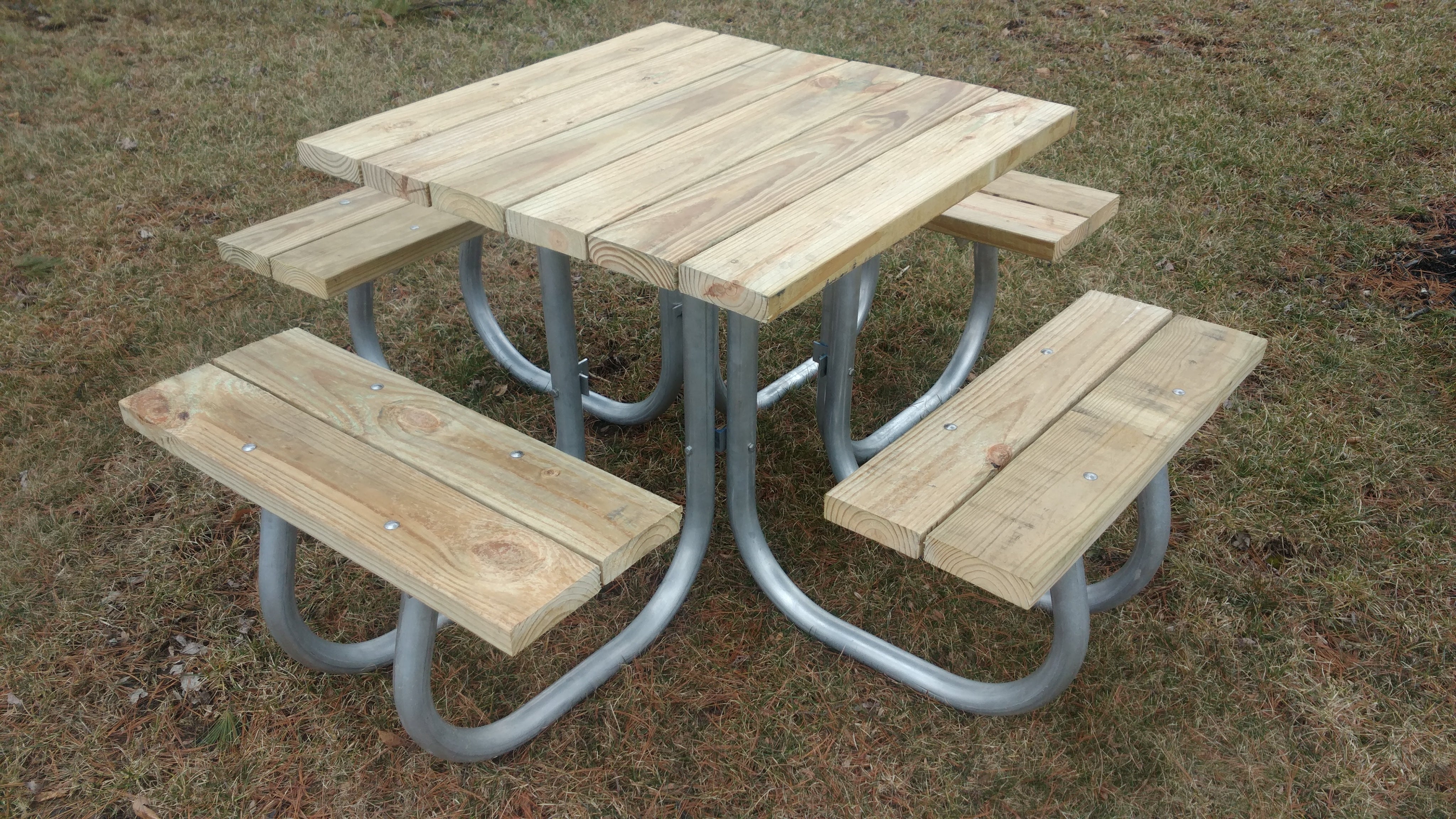 Square Picnic Table With An Aluminum Frame